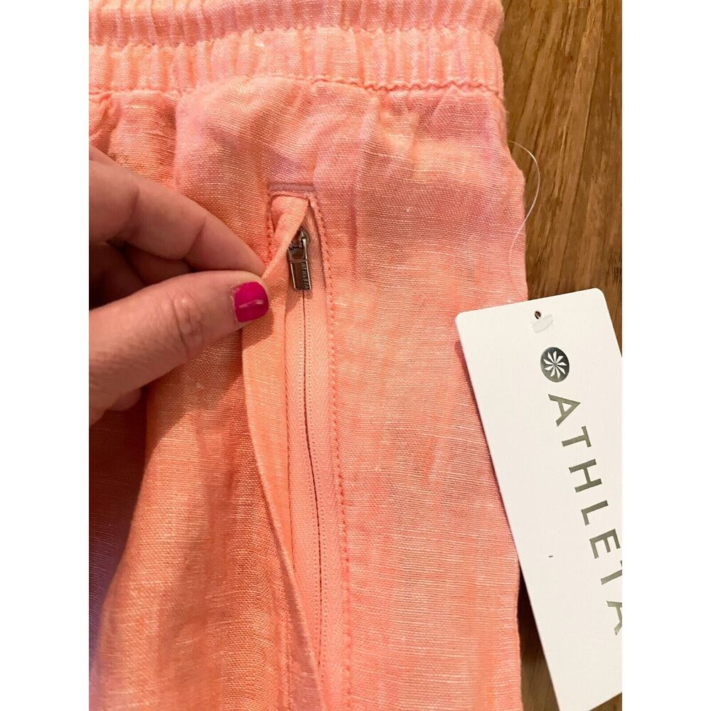 ATHLETA‎ Retreat Linen Shorts Women's Sz 18 NWT Sun Down Peach Pull-on $69 - Picture 5 of 10